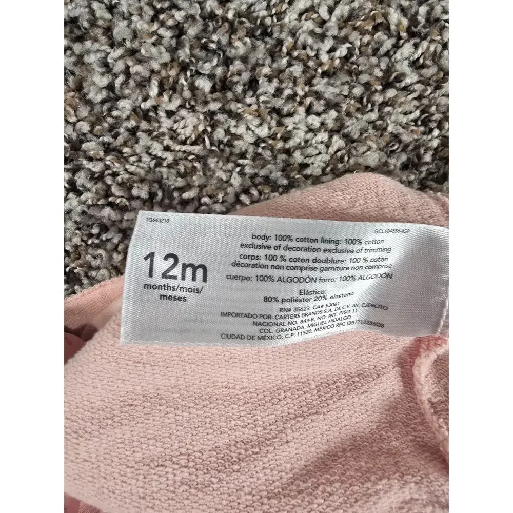 Carters Baby Girls Sz 12M Light Pink Bunny Rabbit Jumper Dress Easter